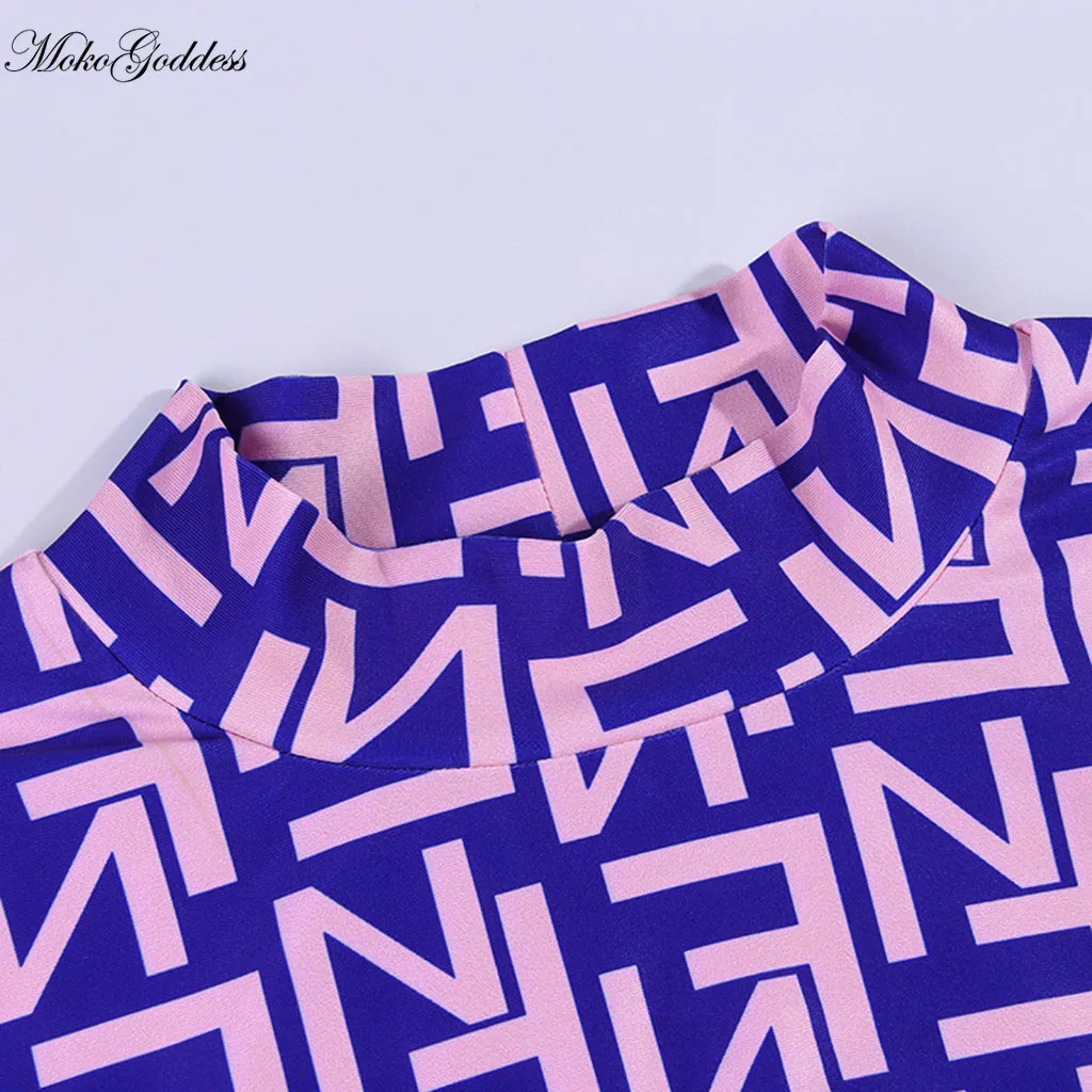 

Women Turtleneck Sexy Bodycon Party Mini Dresses Long Sleeve Letter Nightclub Dress Casual vestidos de festa dress women 2020