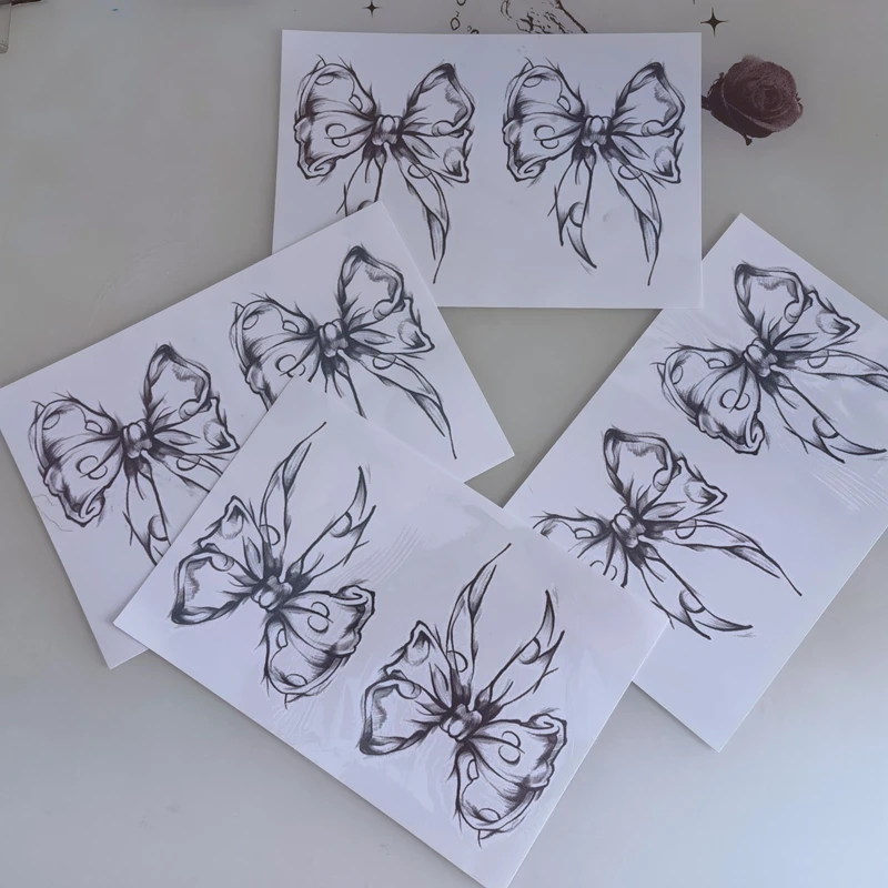 New 2021 Tattoo Dark Bow Tattoo Temporary Women Sexy Transferable Tattoos Body Art Waterproof Long Lasting Thigh Tattoo Stickers