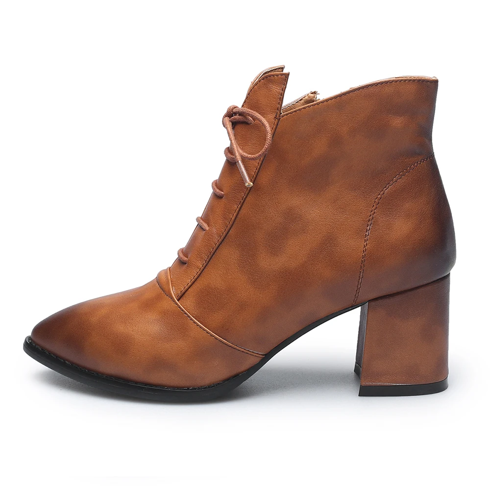 Женские ботильоны из коровьей кожи BESCONE модные разноцветные на квадратном