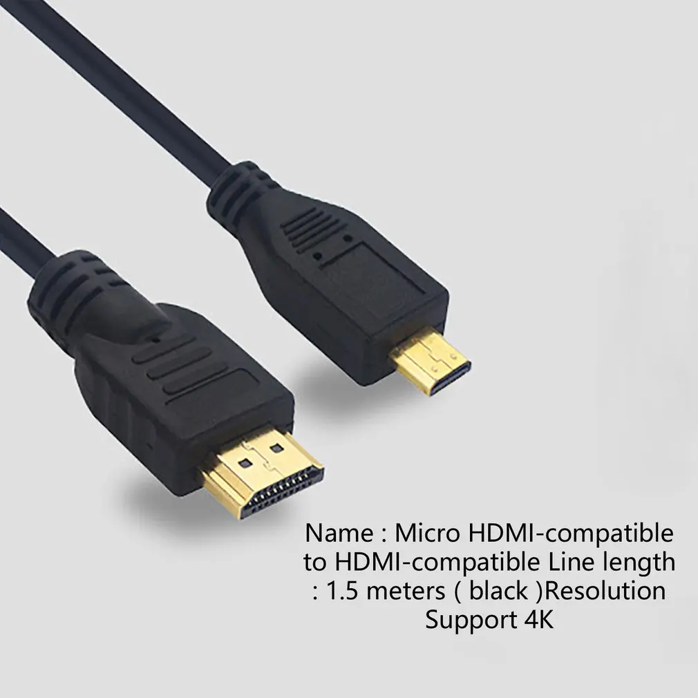 4K 1 5 м черный Micro HDMI совместимый с кабель для Raspberry Pi 4 Модель B адаптер