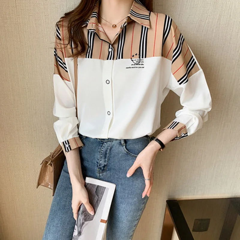 

2021 za топ Spring Autumn New Women's Plaid Shirt Casual Fashion button Tops рубашка женская chemise blouses haut femme