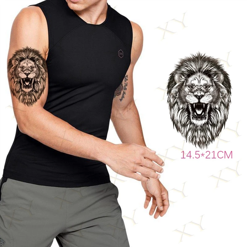 

Waterproof Temporary Tattoo Sticker Tiger Peony Flower Flash Tattos Crown Lion Swallow Body Art Arm Fake Tatoo Women Men