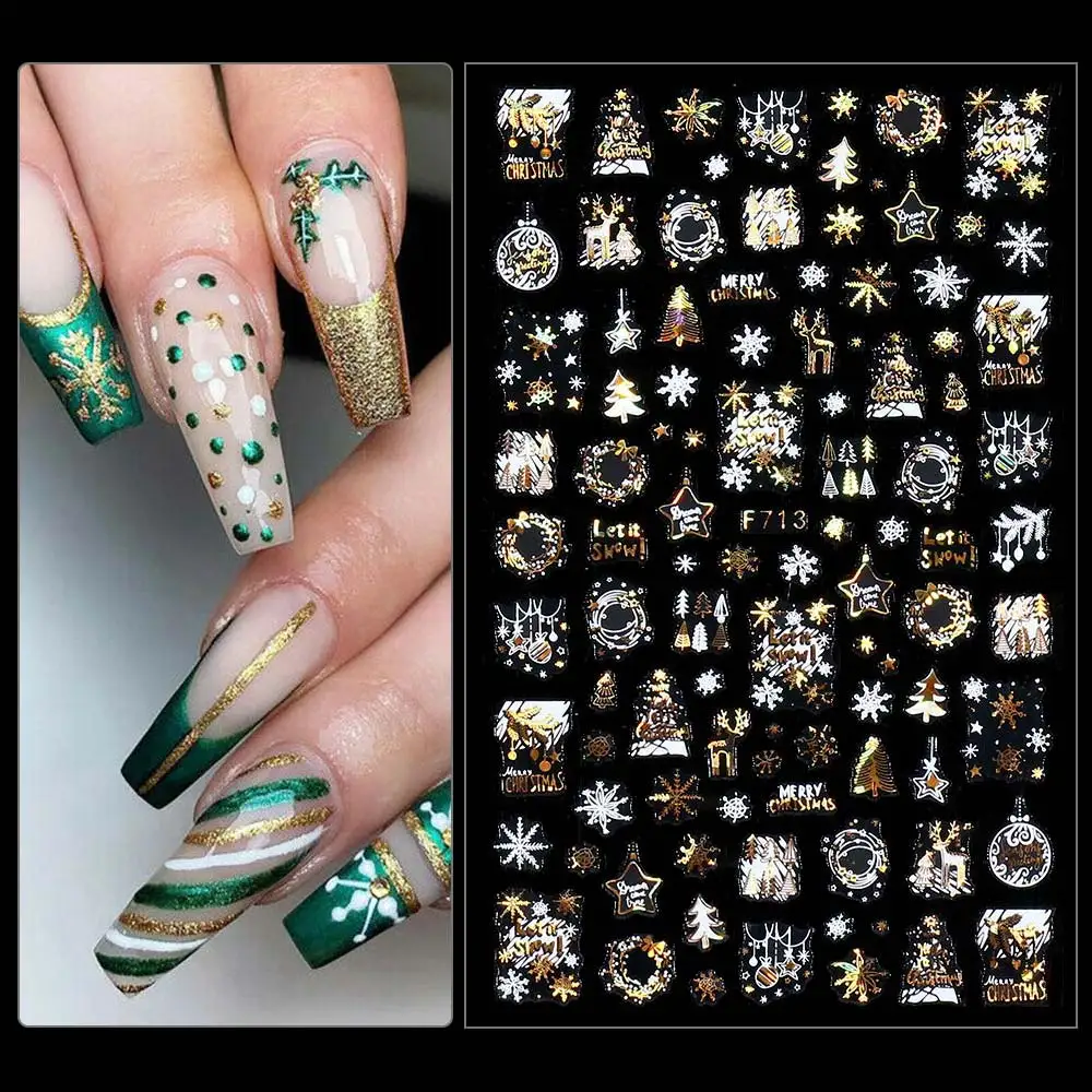 1 Sheet 3D Nail Sticker Christmas Snowflakes Xmas Design Adhesive Decals Water Transfer UV Gel Winter Art Decorations | Красота и