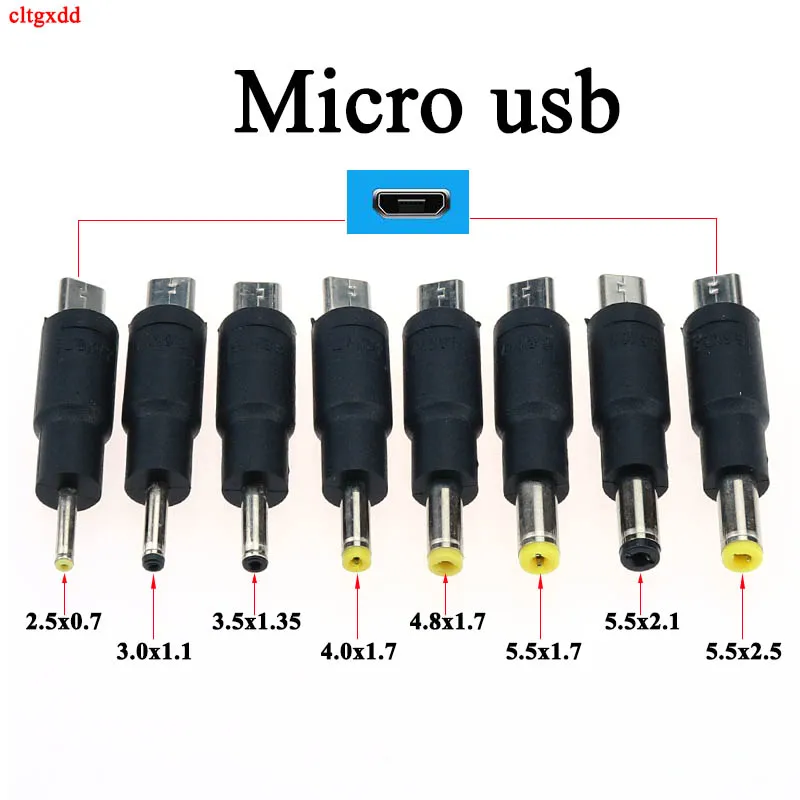Micro USB штекер питания конвертер в 5 5x2 5*2 1 5*1 7 4 8*1 0*1 2 5*0 3 мм В DC разъем
