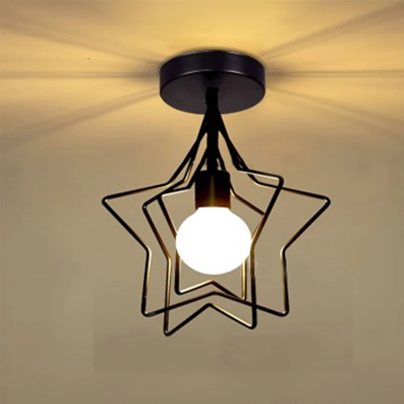 Железный потолочный светильник в стиле ретро с пентаграммой креативный круглый