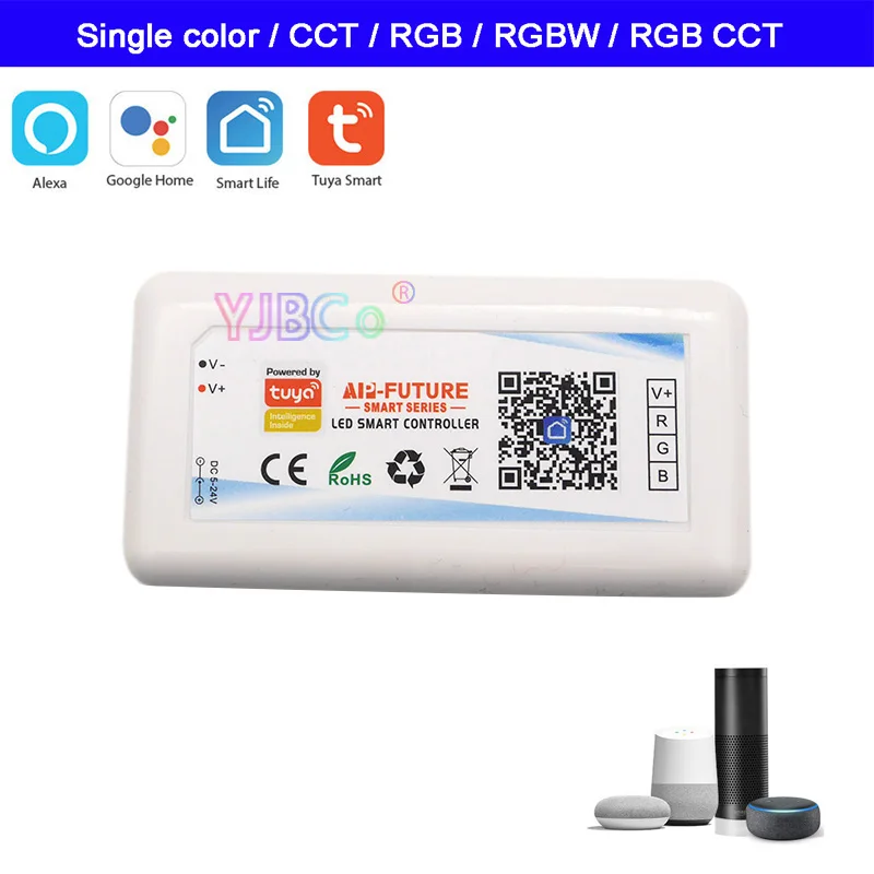 Tuya Smart Wifi led Controller DC5-24V Single color/CCT/RGB/RGBW/RGB+CCT LED Strip Change Dimmer APP Alexa Google Home Voice