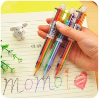 50 pcs creative 6 in1 multicolor ballpoint pen colorful plastic pens stationery school supplies