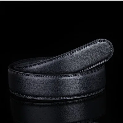 

Men's Plus Size Belt Cowhide Leather 150cm Strip Automatic PU Waistband No Buckle 3.5CM Men Jeans Belts Brown Body Lengthened140