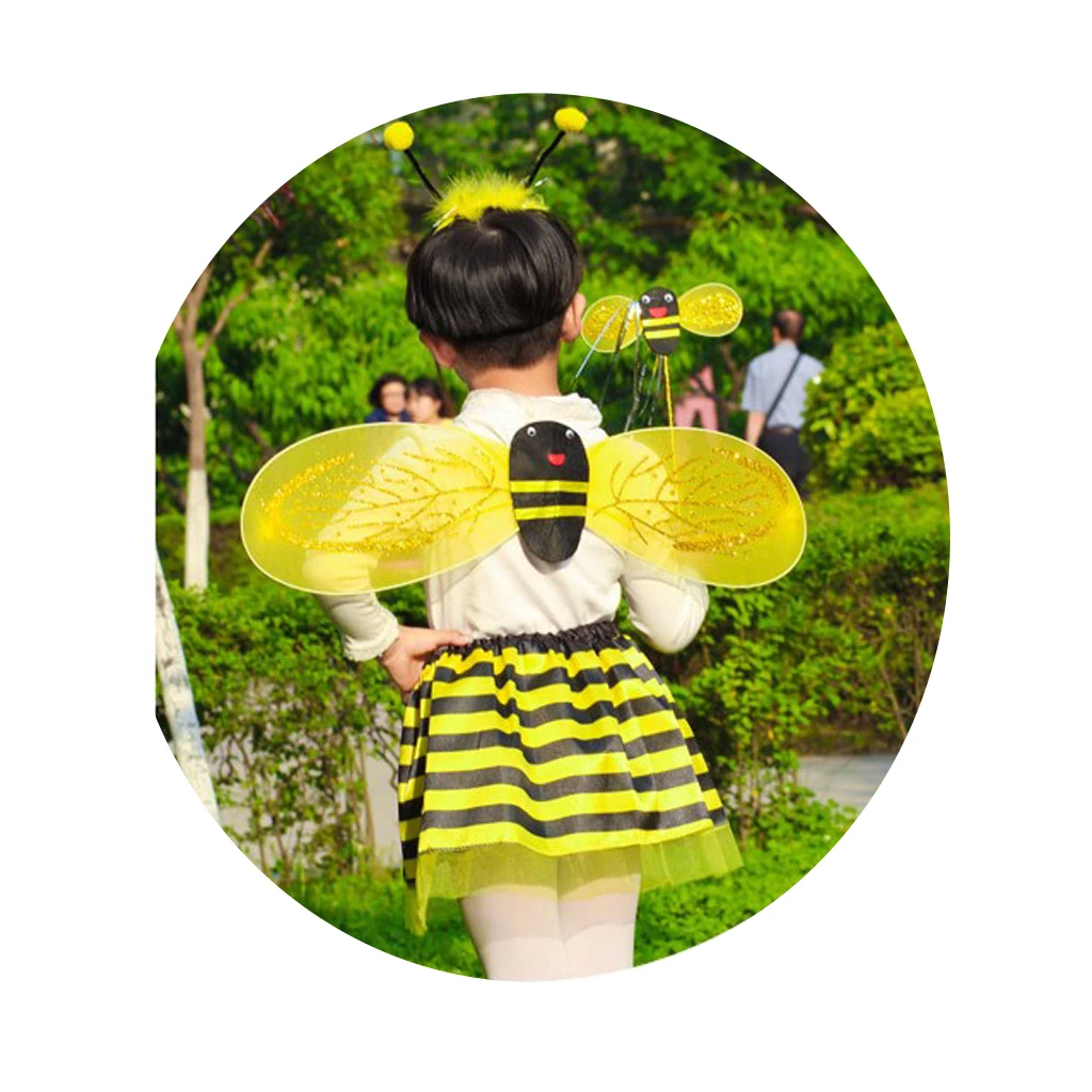 

3Pc Child Bee Costume Insect Bugs Girls Fancy Dress Kids Outfit Age 3-6