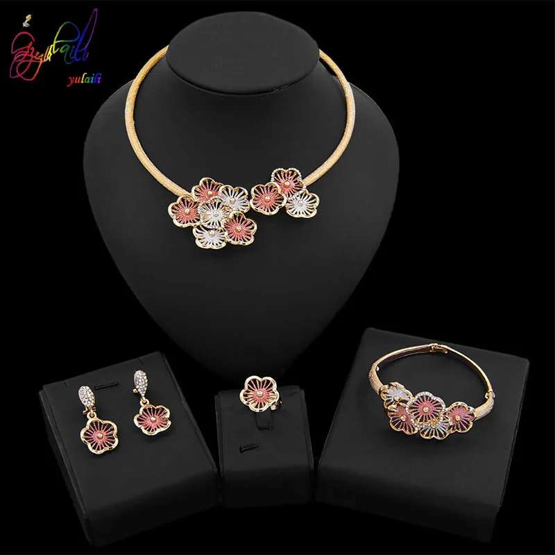 4 шт. набор женских ювелирных украшений с кристаллами|Ювелирные наборы| |