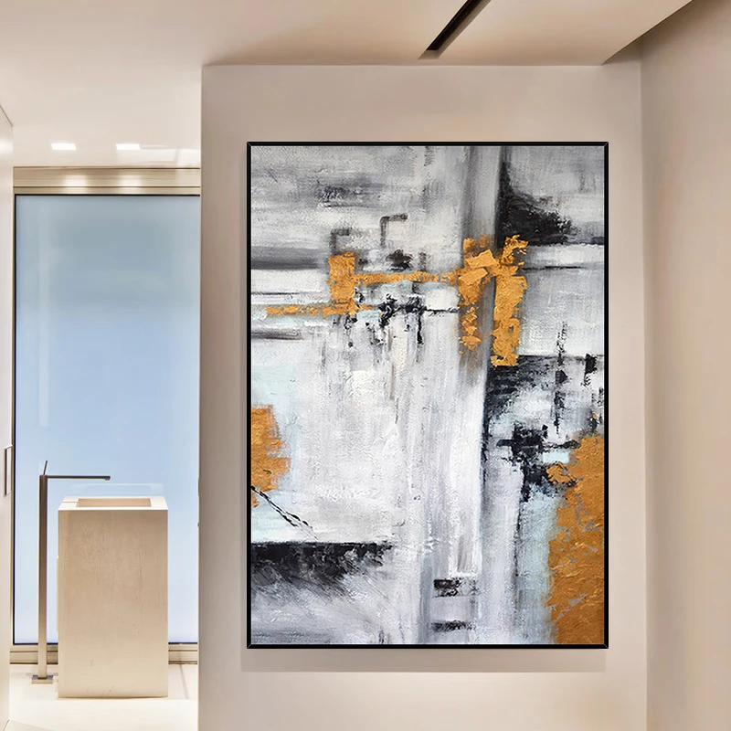 

Large Size Hand Painted Oil Painting On Canvas Orange Grey Modern Home Decor Abstract Gift Wall Art Picture For Living Room