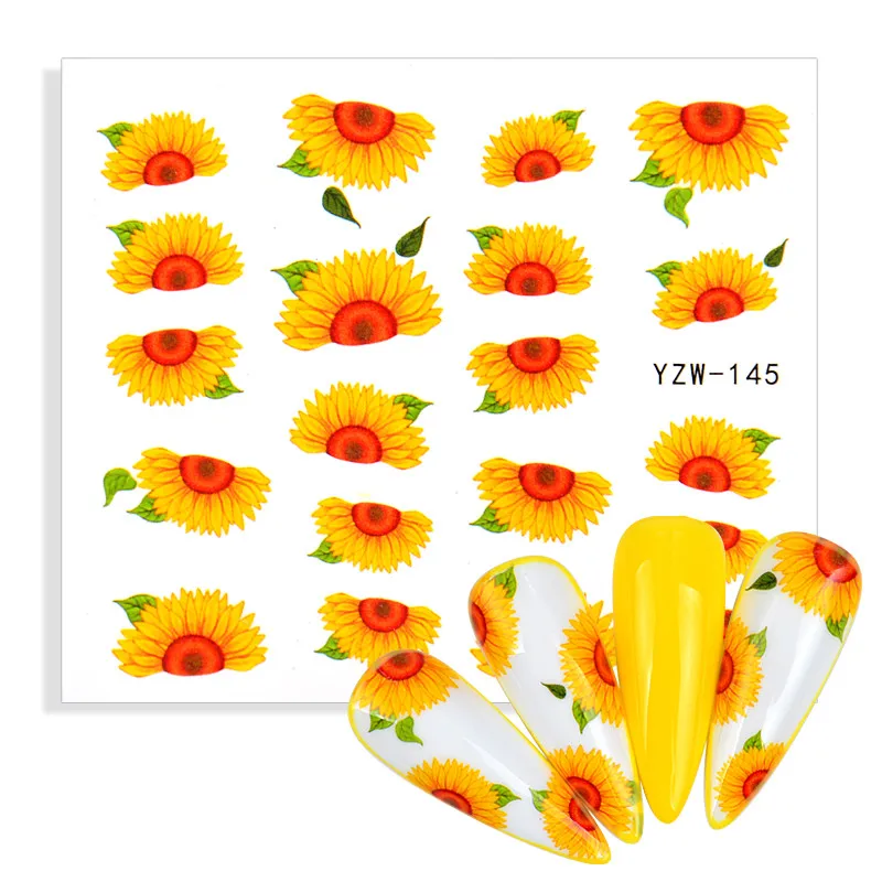

1pcs Sunflower Nail Stickers Blossom Florals Nail Art Water Decals Transfer Foils Sliders Decorations for Manicure