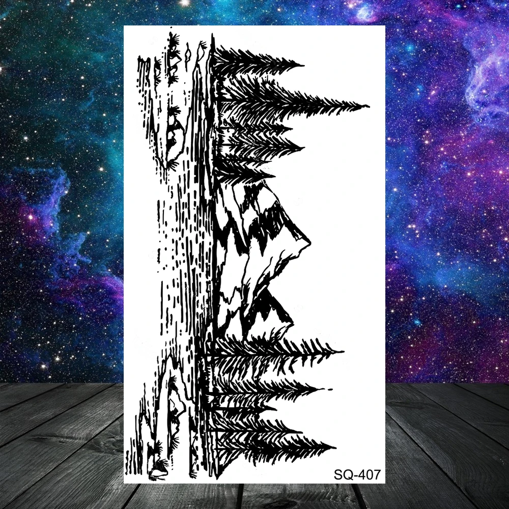 Временные татуировки 3D геометрия горное море для женщин взрослых мужчин детей