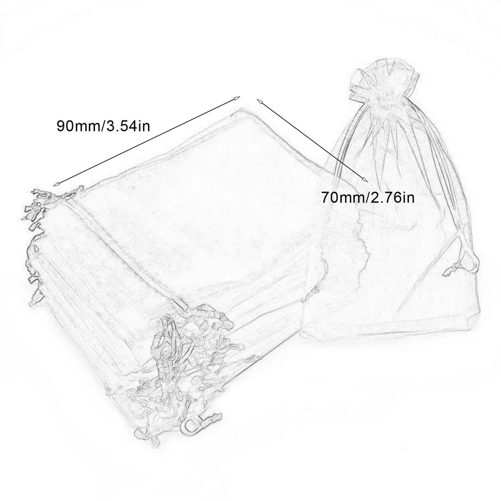 

100pcs/lot 7x9cm 10x12cm 10x15cm 13x18cm Drawstring Organza Pouches Jewelry Packaging Bags Wedding Party Gift Bag Jewelry Pouch