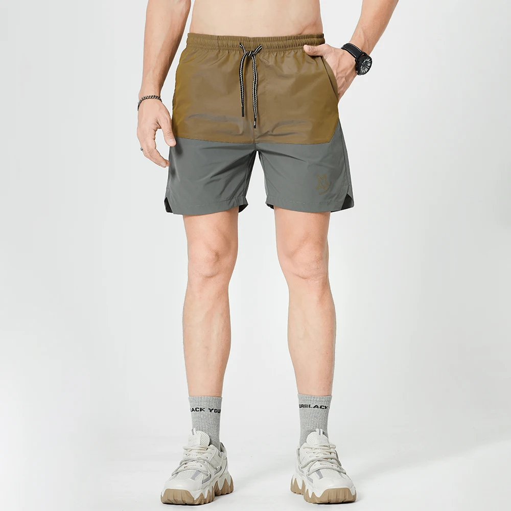 Шорты мужские с кулиской повседневные короткие штаны однотонные пэчворк уличная