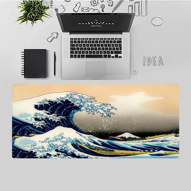 

New Designs Japanese wave Art Natural Rubber Gaming mousepad Desk Mat X XL XXL Non-slip Cushion Thickness 2mm LockEdge equal LE