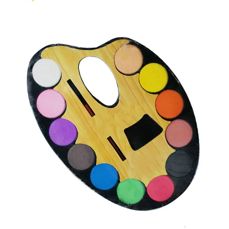 Однотонная Акварельная краска 12 видов цветов коробка для краски с кистью яркие