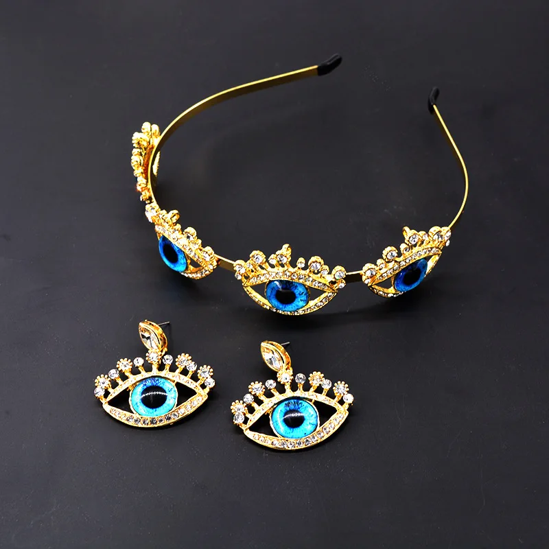

New Baroque Vintage Evil Eye Hairbands for Women Fashion Hair Jewelry Crystal Party Show Hair Accessories 2021