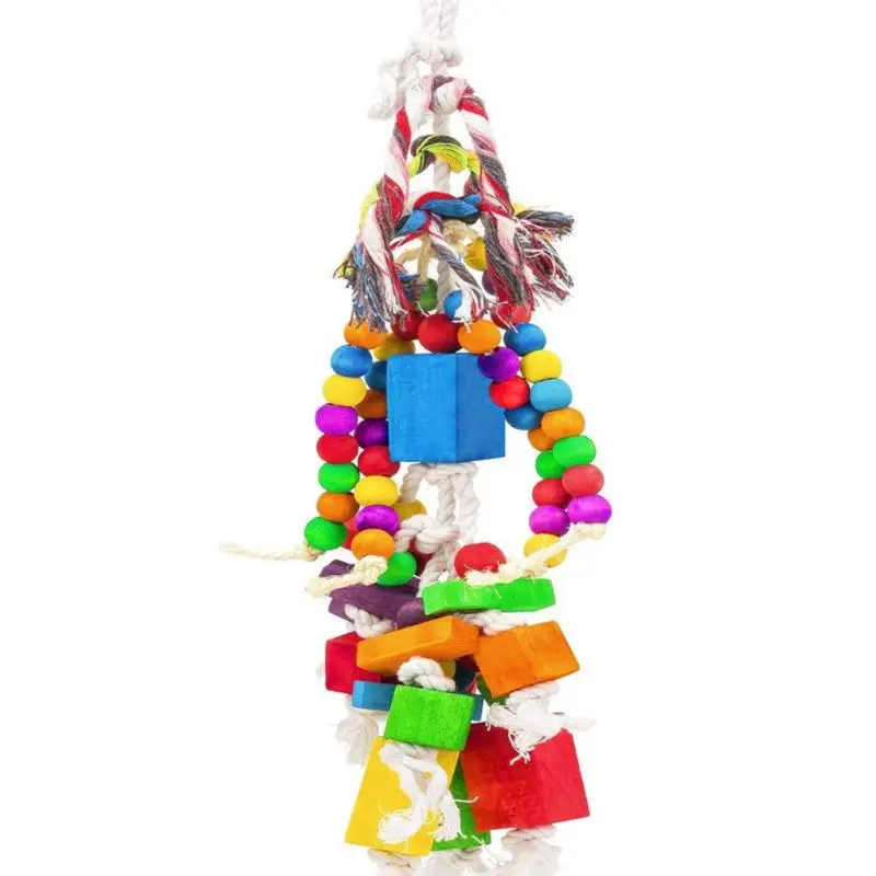 Птица попугай игрушка для жевания деревянный кулон качели шнурок игрушки