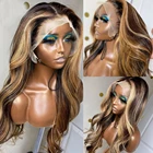 Хайлайтер медовый блонд на полной сетке человеческие волосы парики 180 плотность Малайзия Шелковый Топ 360 фронтальный парик с предварительно выщипанным Remy для женщин