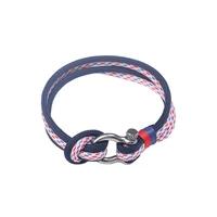 jewelry men charm link chain fashion colored leather rope naval wind bangle trendy bracelet beautiful brand