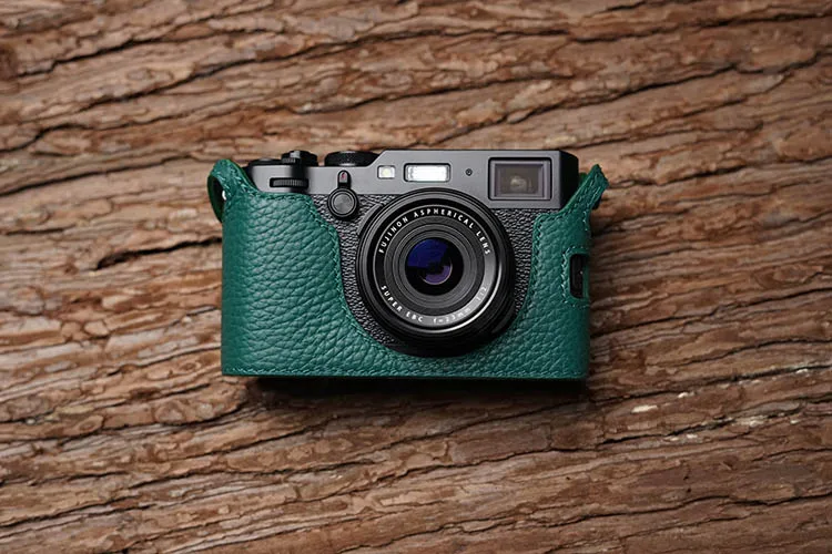 Чехол для камеры ручной работы из натуральной кожи для FujiFilm X100F Fuji x100f X100-F, наполовину сумка для камеры, крышка для открытой батареи - Цвет: Green