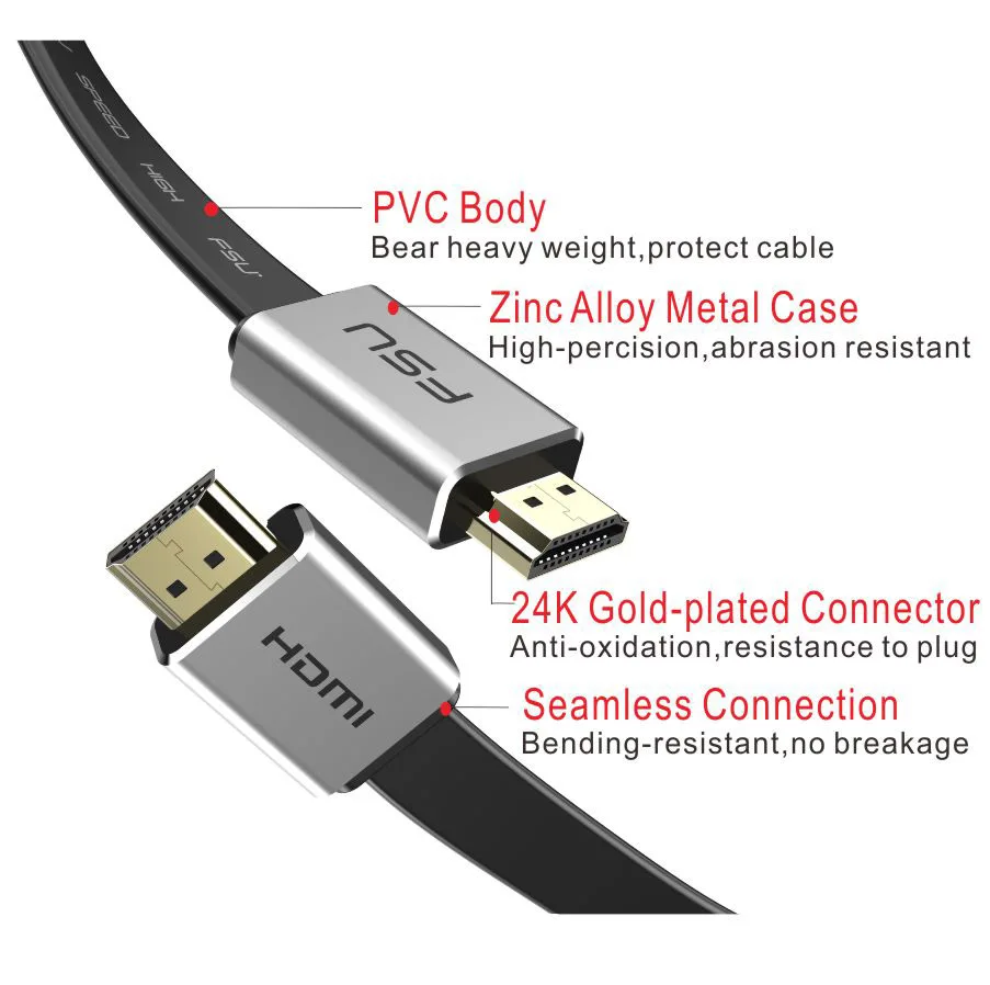 HDMI совместимый кабель 4K/60Hz алюминиевый сплав 2 0 аудиокабель переключатель