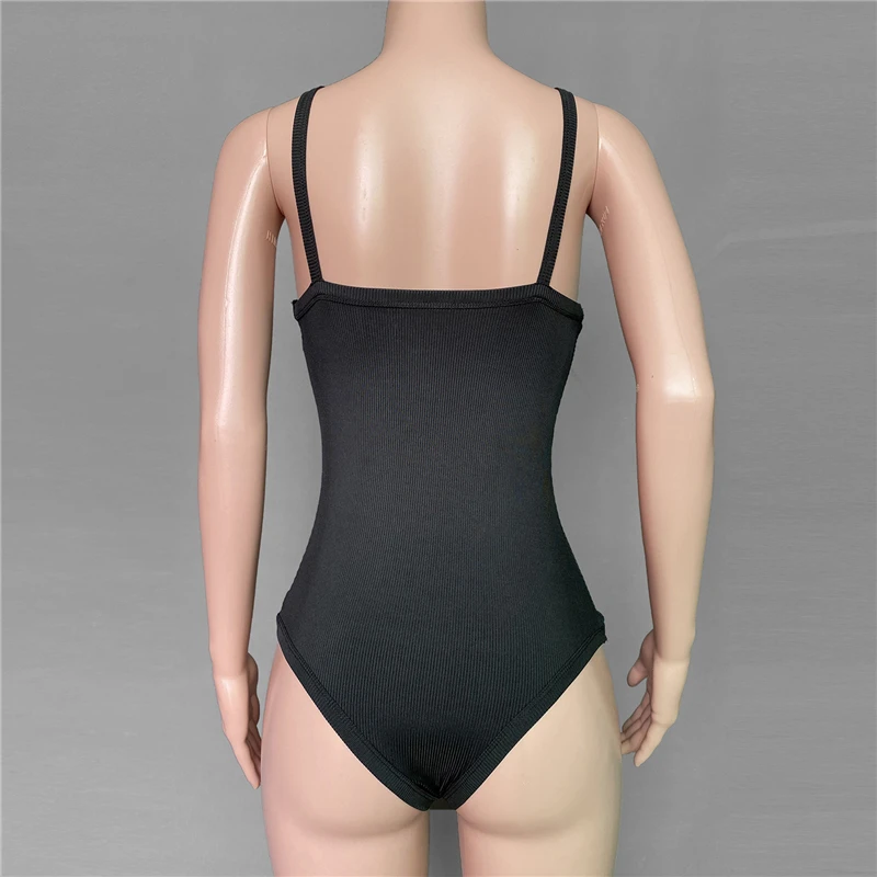 

Sexy Women Strap Bodysuit Casual Elastic O Neck Backless Black White Body Tops Summer Short Skinny Romper