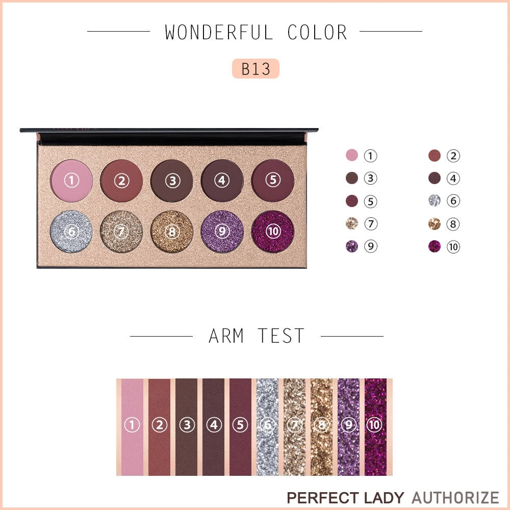 Beauty Glazed 10 цветов мерцающие блестящие матовые тени для век Палитра Косметика