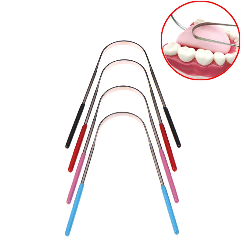 

1 шт. очиститель языка из нержавеющей стали с силиконовой ручкой скребок для языка гигиена полости рта зубные щетки для чистки языка уход за ...