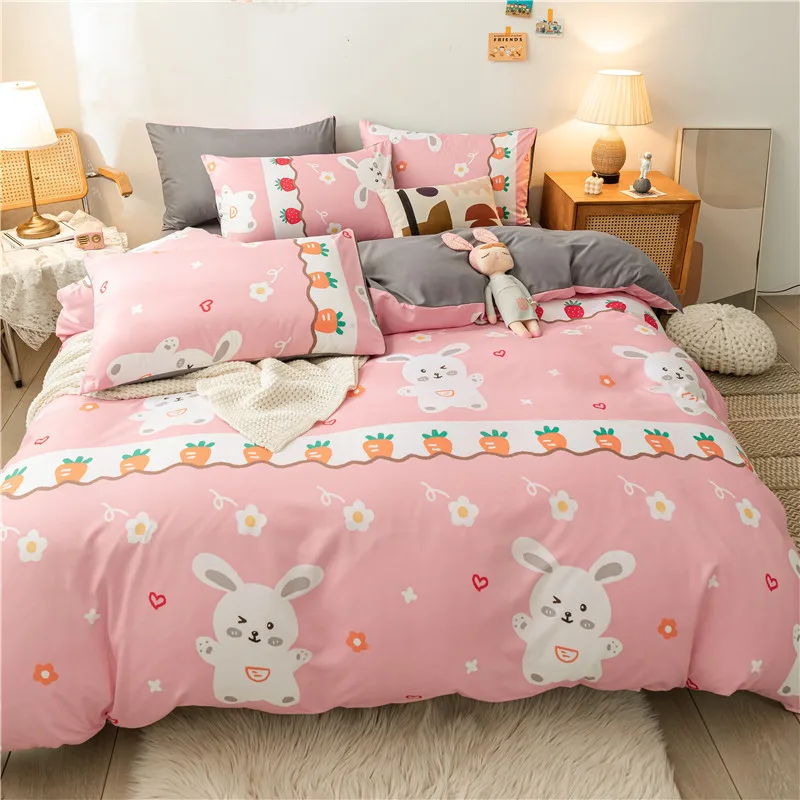 

Couple bedding simple Nordic style comfortable soft aloe cotton duvet cover bed sheet pillowcase set king size