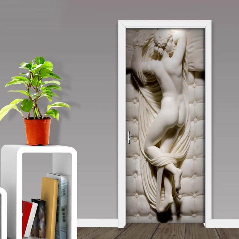 Наклейки на двери 3D рельефная голая водостойкая настенная бумага для гостиной