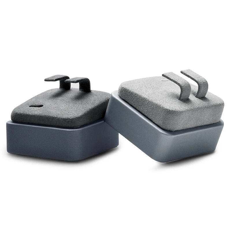 

OIRLV Ear Stud Display Stand PU Leather Gray Jewelry Holder Earring Display Props Organizer Hook Showcase Earring Rack