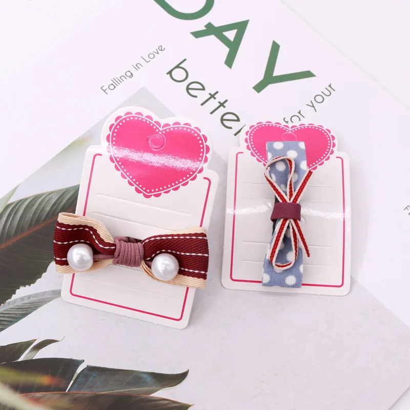 Милые 5x8 см модные заколки для волос бумажные открытки с Fushcia Heart 100 шт./лот Fot