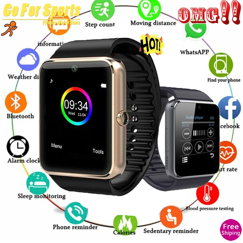 2020 Bluetooth GT08 Смарт-часы для Iphone телефон Huawei Samsung Android Поддержка 2G SIM TF карта камера