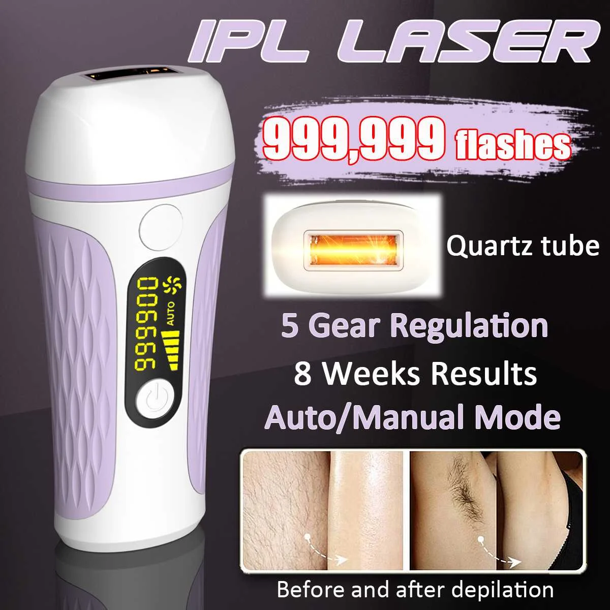 

3 color 5 Levels 999999 Flash 3 in 1 IPL female Hair Removal Laser Epilator Permanent Home Electric Painless Hair Removal Device