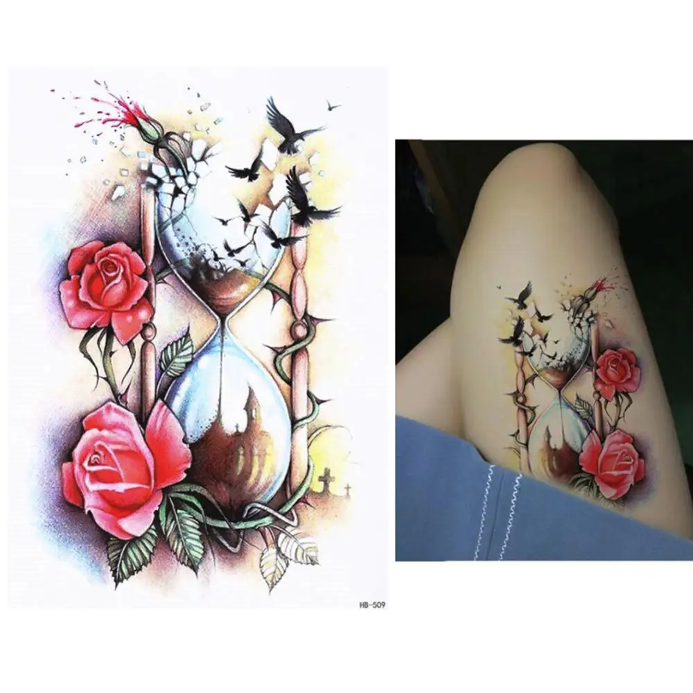 Женские водостойкие наклейки для татуировок цветные животные акварельная