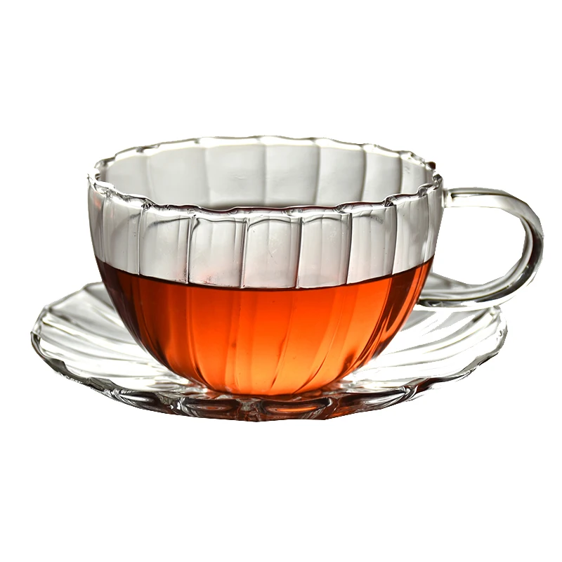 

Retro European Export High Temperature Resistant Glass Cup Saucer British Black Tea Afternoon Teacup Drinkware 6CTH554
