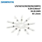 Термоусадочные стыковые клеммы, водонепроницаемые, электрические, белые, без давления, соединители проводов AWG26-24 0,25-0, 34 мм