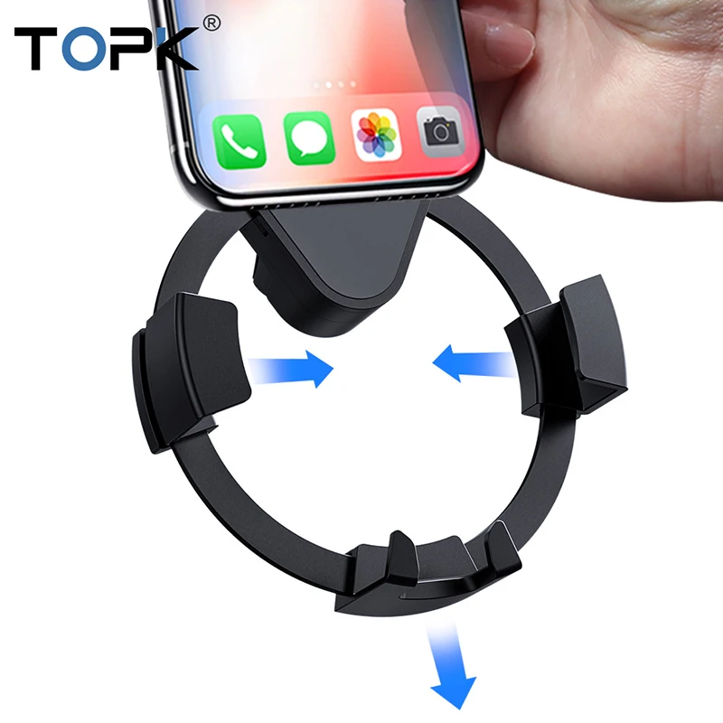 TOPK гравитационный Автомобильный держатель для телефона iPhone Samsung Xiaomi в автомобиле