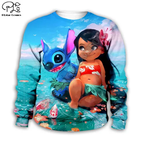 Kids Children Clothes Lilo Stitch 3D Hoodie baby boy Girl beach print Pullover cartoon Long Sleeve Sweatshirt streetwear suit 1
