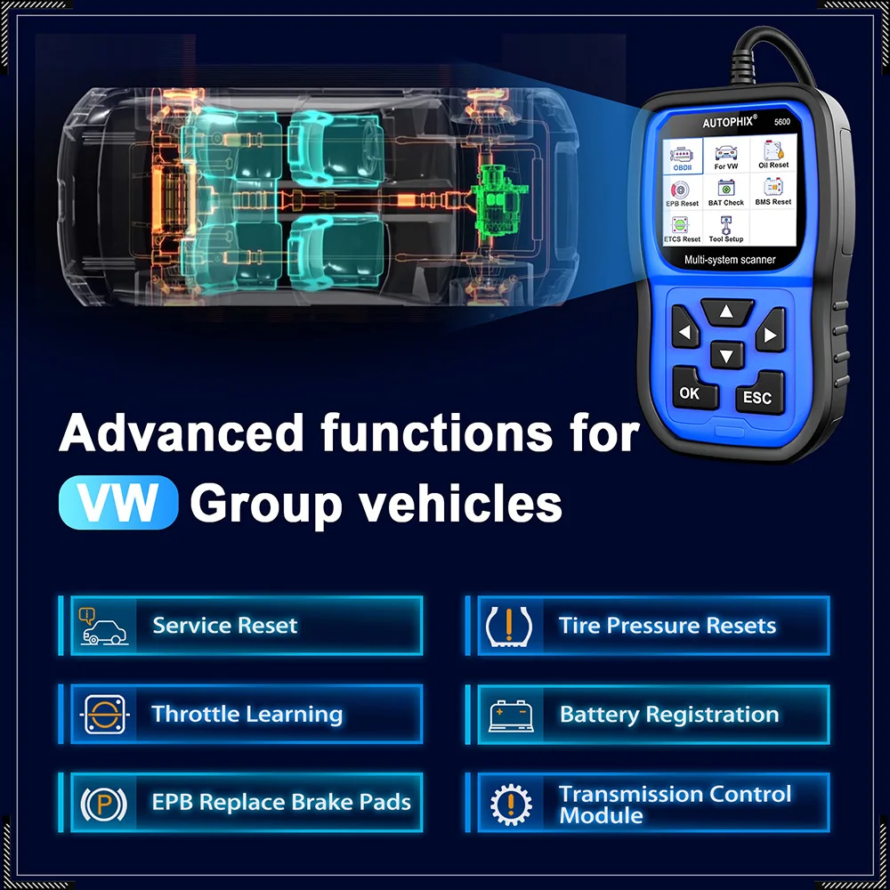 Автосканер 5600 для VAG ODB2 OBD 2 с полной системой сканирования EPB BMS ETCS диагностический
