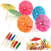 50 pcs cocktail umbrellas beach party paper and bamboo stick pick umbrella cocktail drink and food decorations 6 mixed colours