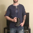 Мужская льняная рубашка Хенли с V-образным вырезом, Повседневная Ретро-футболка с длинным рукавом в стиле хиппи