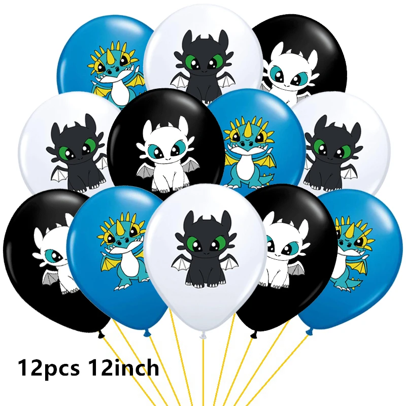 15pcs/set No Teeth Dragon Foil Balloon Green Eyes Black Loong Theme Latex Balloons Happy Birthday Party Decoration Kids Boy Toy | Дом и сад