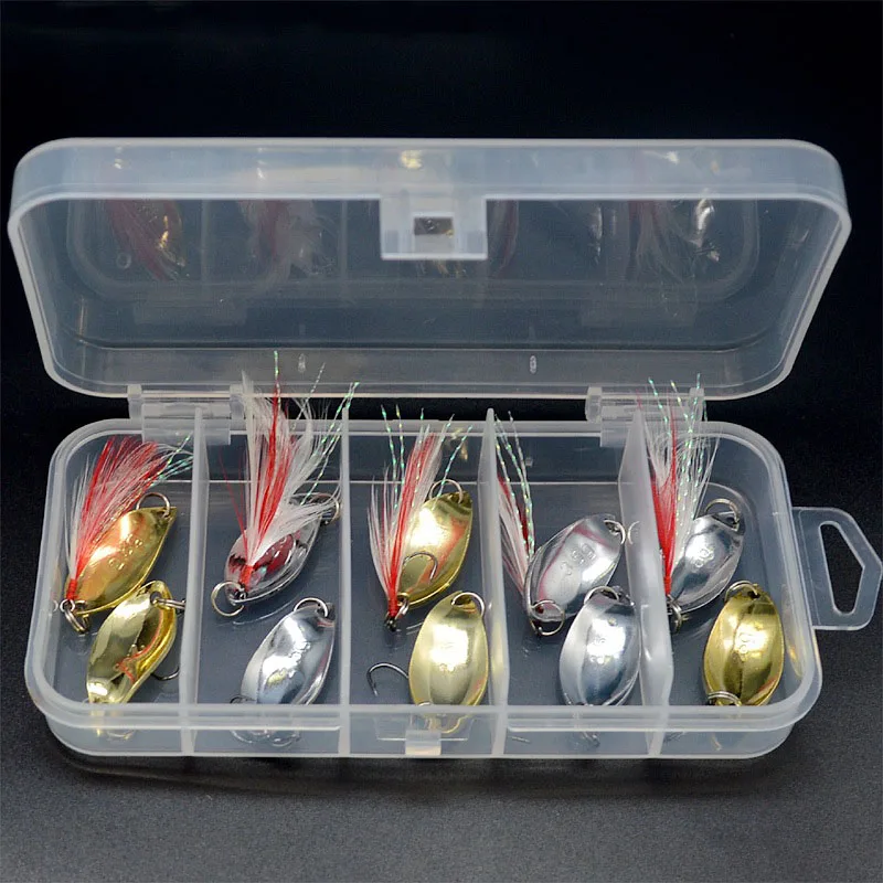 

10PCS/set Spoon Lure Metal Spinner Lure Set 2.5/3.5/5g Fishing Wobbler Metal Baits Spinnerbait isca Artificial Free with Box