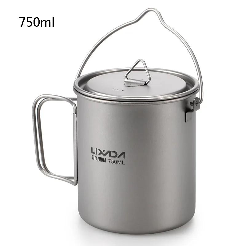 750ML Pot Lixada титановая кружка для воды, набор посуды для кемпинга, складная ложка-вилка, уличная Титановая посуда для кемпинга, пешего туризма, пикника, 750 мл/420 мл - Цвет: 750ML Pot