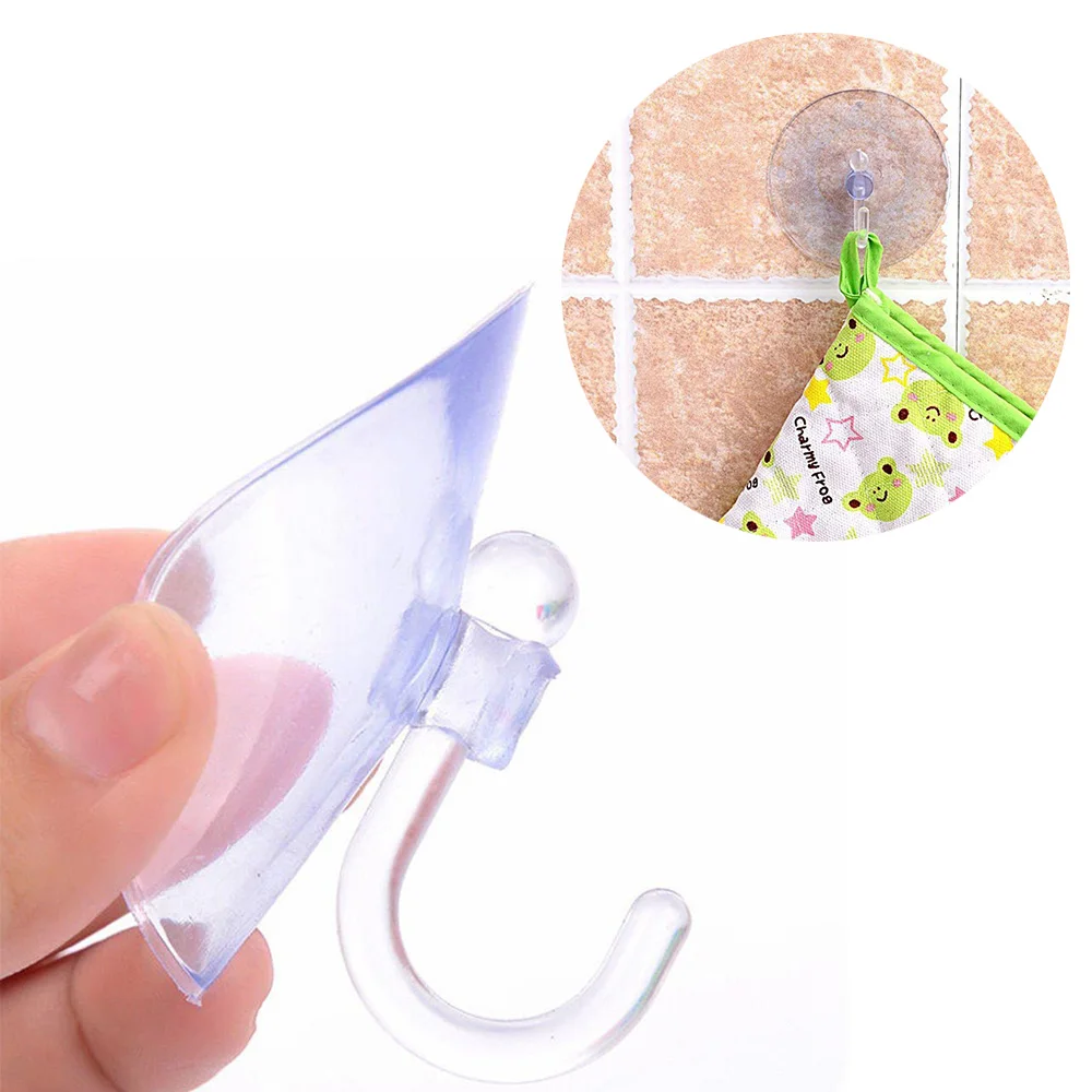 

5pcs Transparent Rubber Wall Hooks Hanger Clear Strong Suction Cup Sucker For Kitchen Bathroom Double-sided Adhesive Wall Hooks