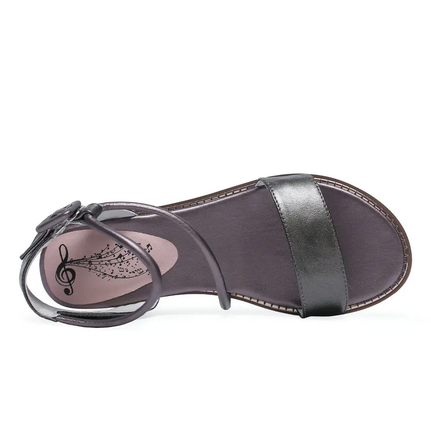 Женские босоножки с ремешком на пятке QUTAA черные повседневные из бычьей и