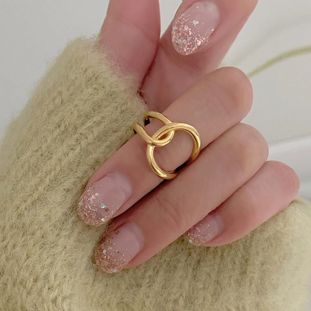

Personality Design Irregular Knotted Gold Silver Color Adjustable Rings For Women Korean Fashion Jewelry Gift